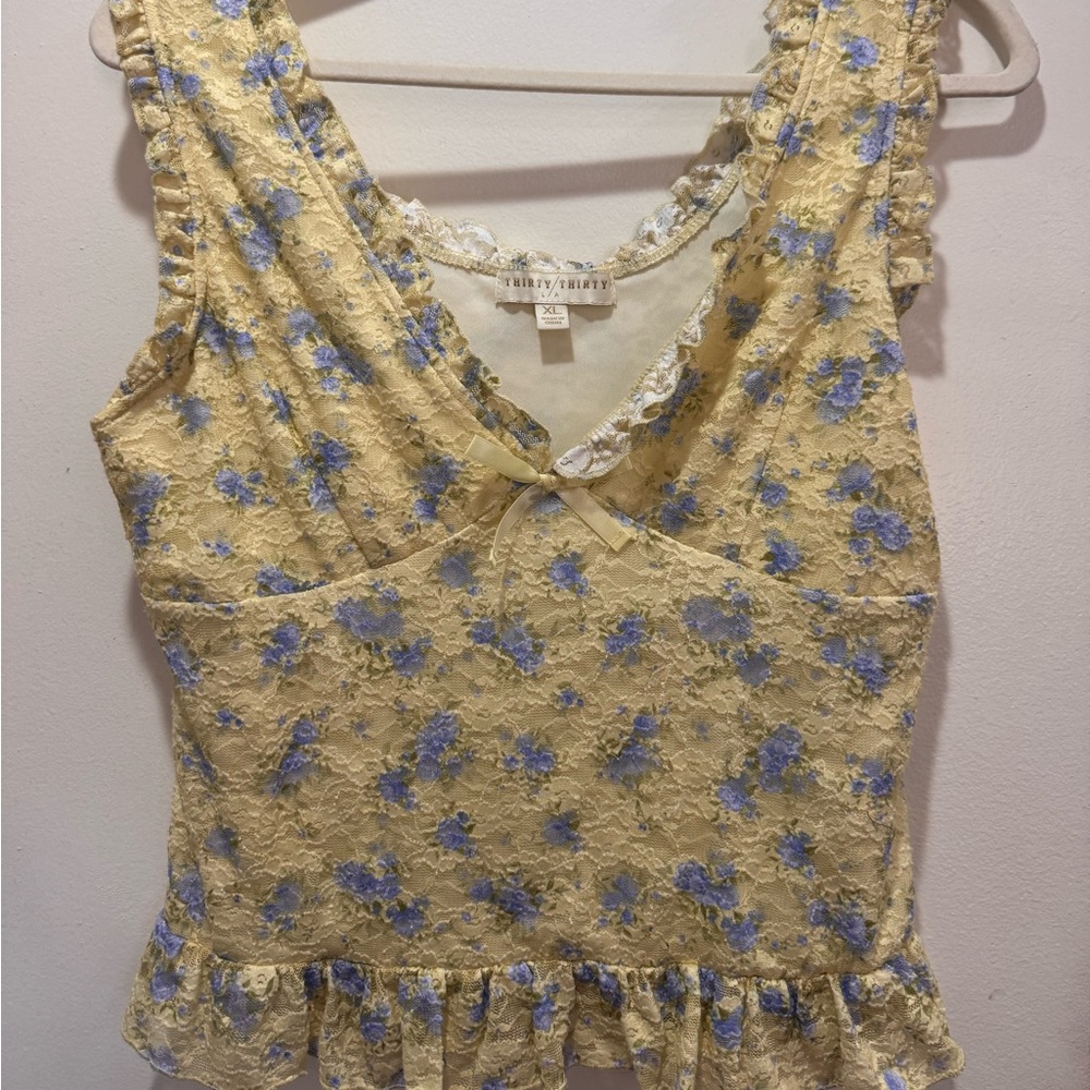 yellow lace top